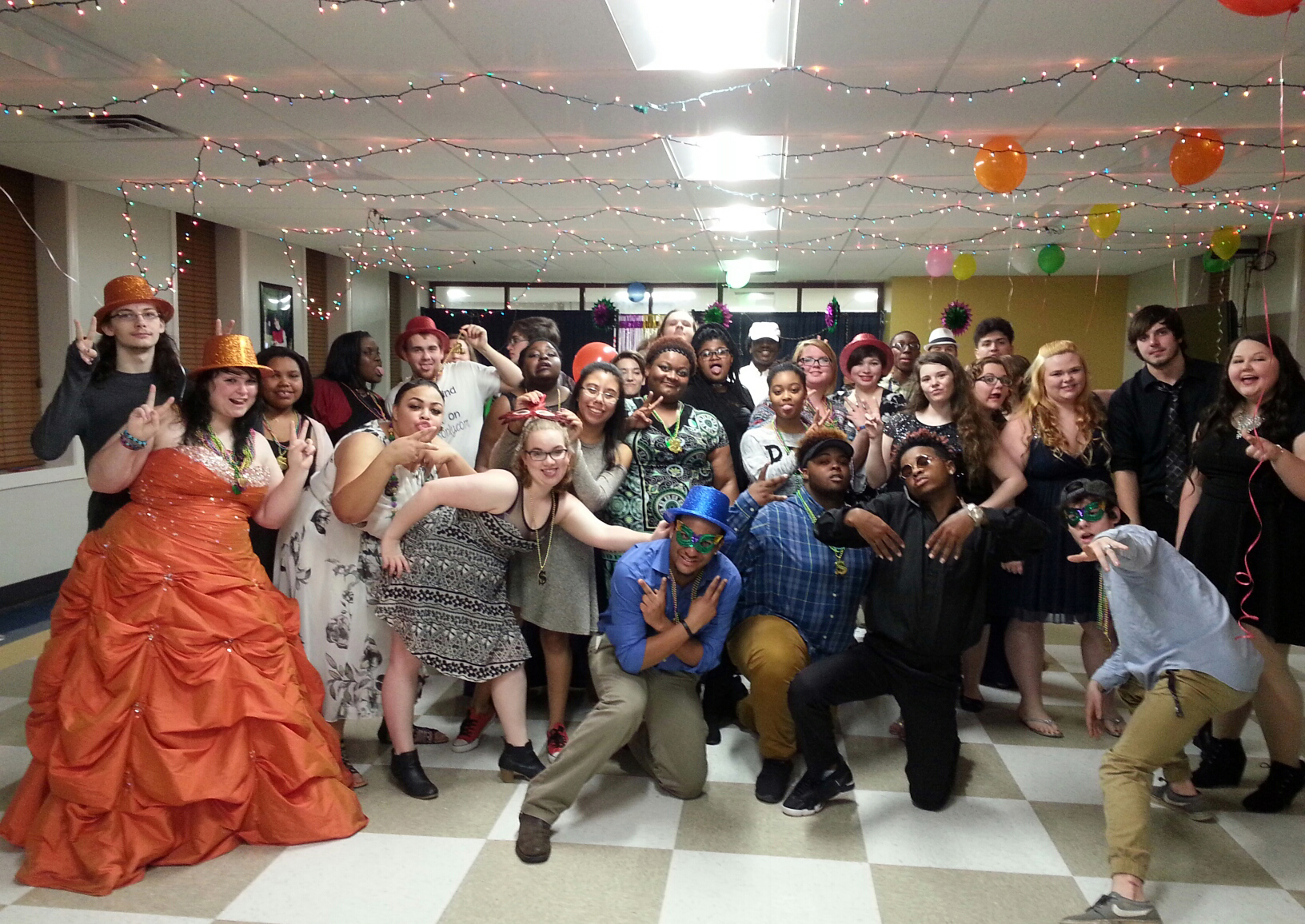 students having fun at a MardiGras party