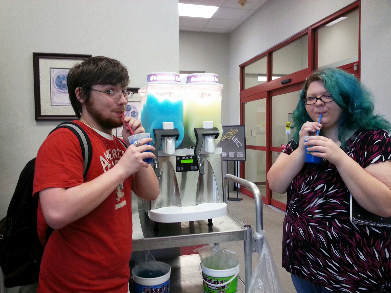 Students drinking slushies