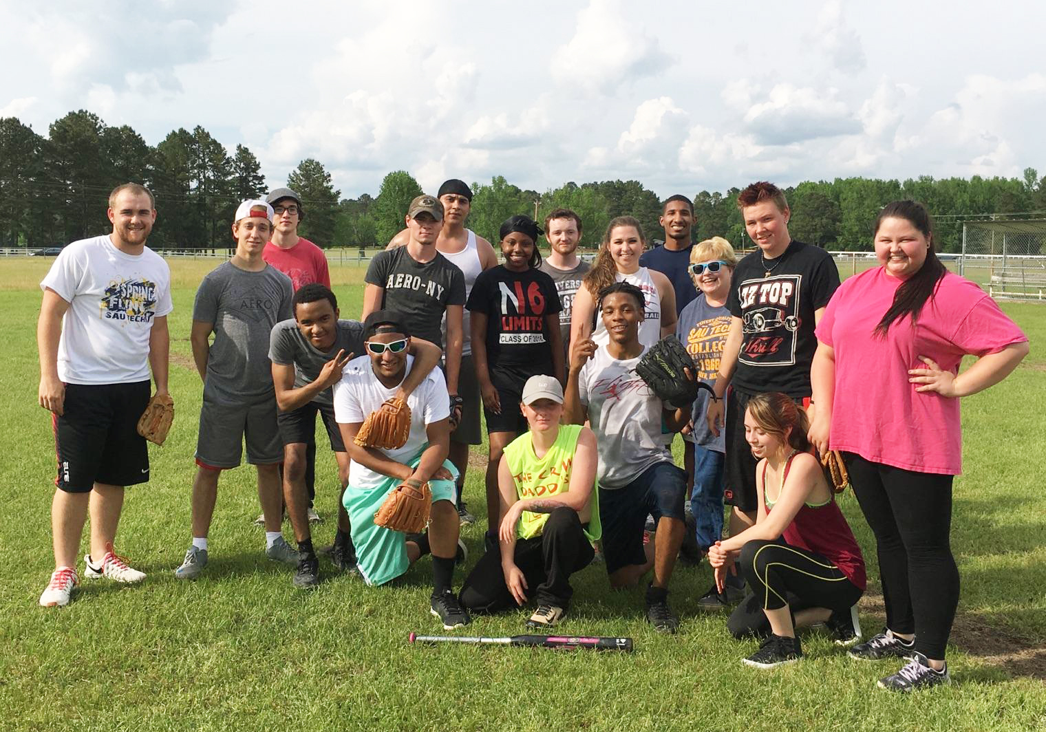 group of students after a softball game