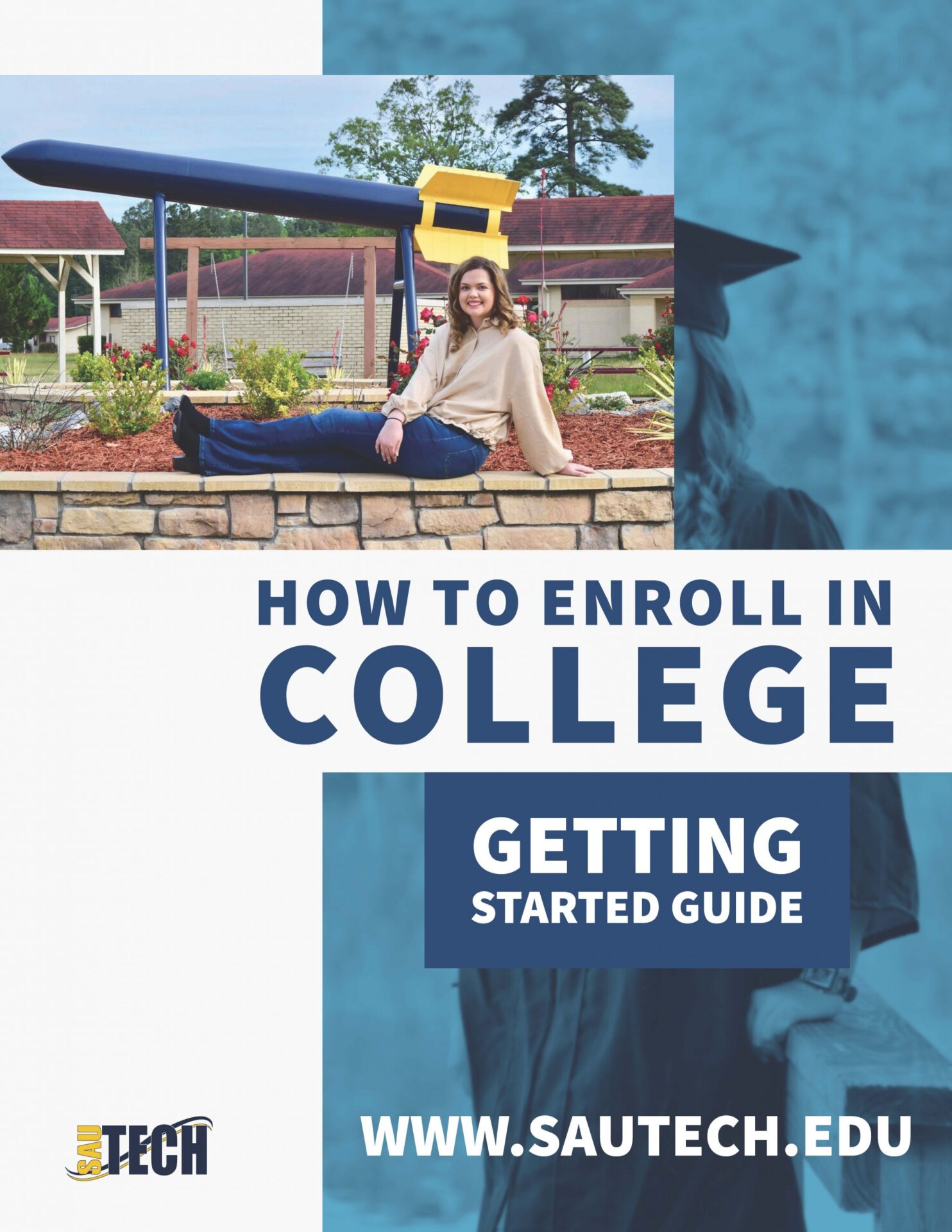 image that says how to enroll in college guide