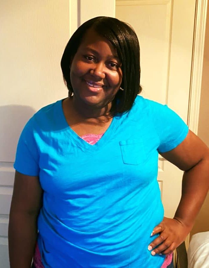 pretty young woman in a blue shirt