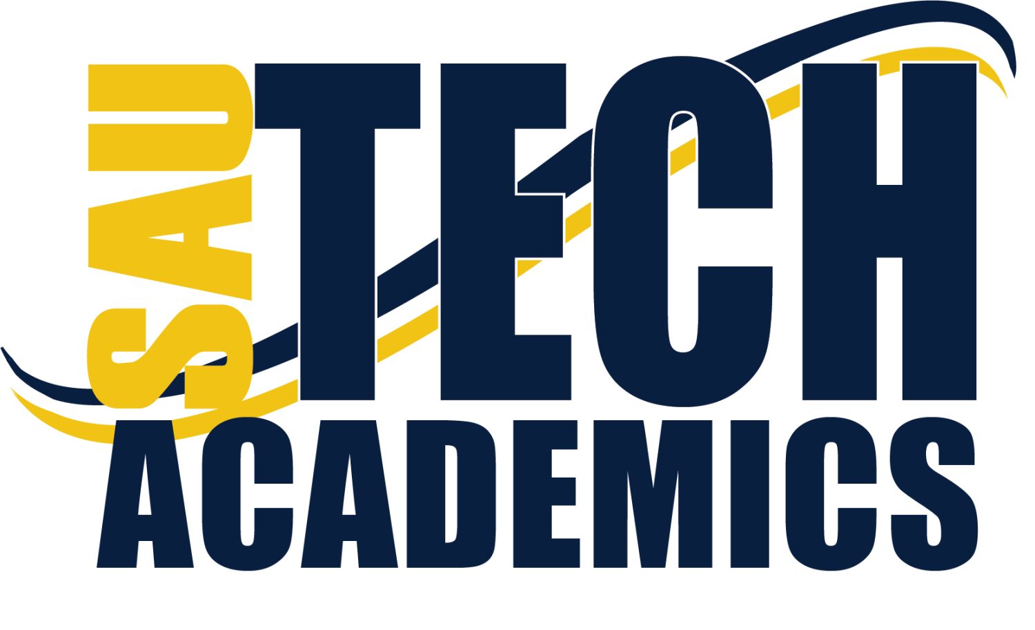 blue and yellow logo for academics