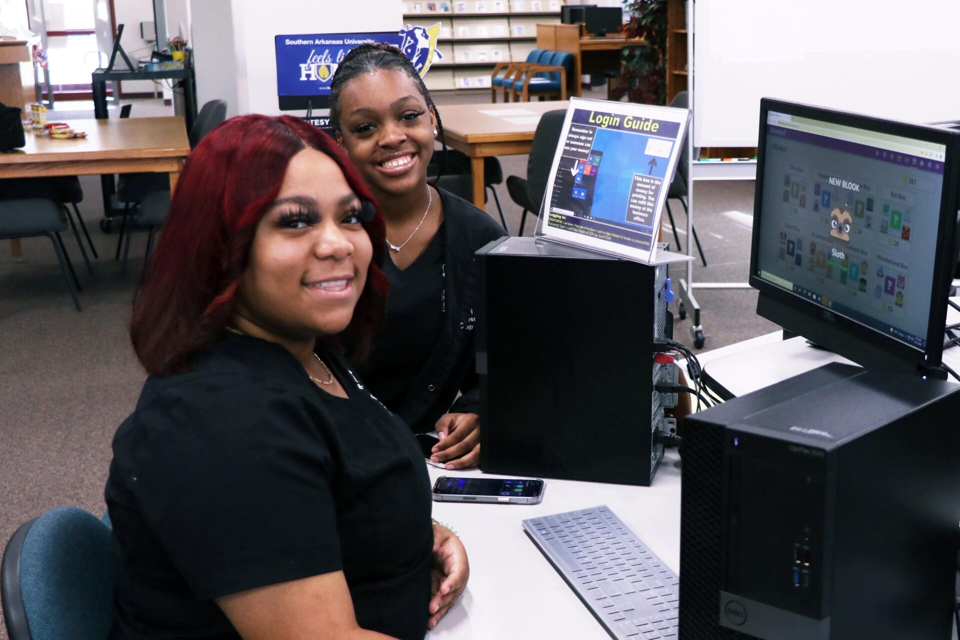 female students in the library