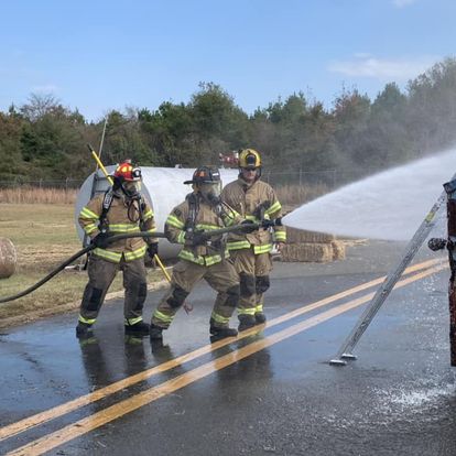 firefighters training with water